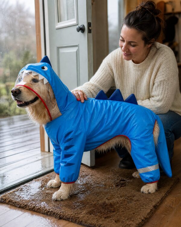 Trail Shark-Hood Large-Dog Rain Suit