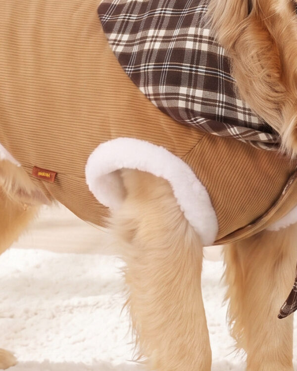 Everyday Plaid-Collar Large-Dog Corduroy Vest