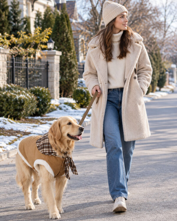 Everyday Plaid-Collar Large-Dog Corduroy Vest