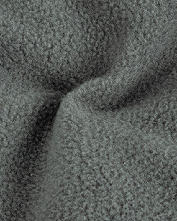 A close view of the suit’s actual gray fleece inner surface.